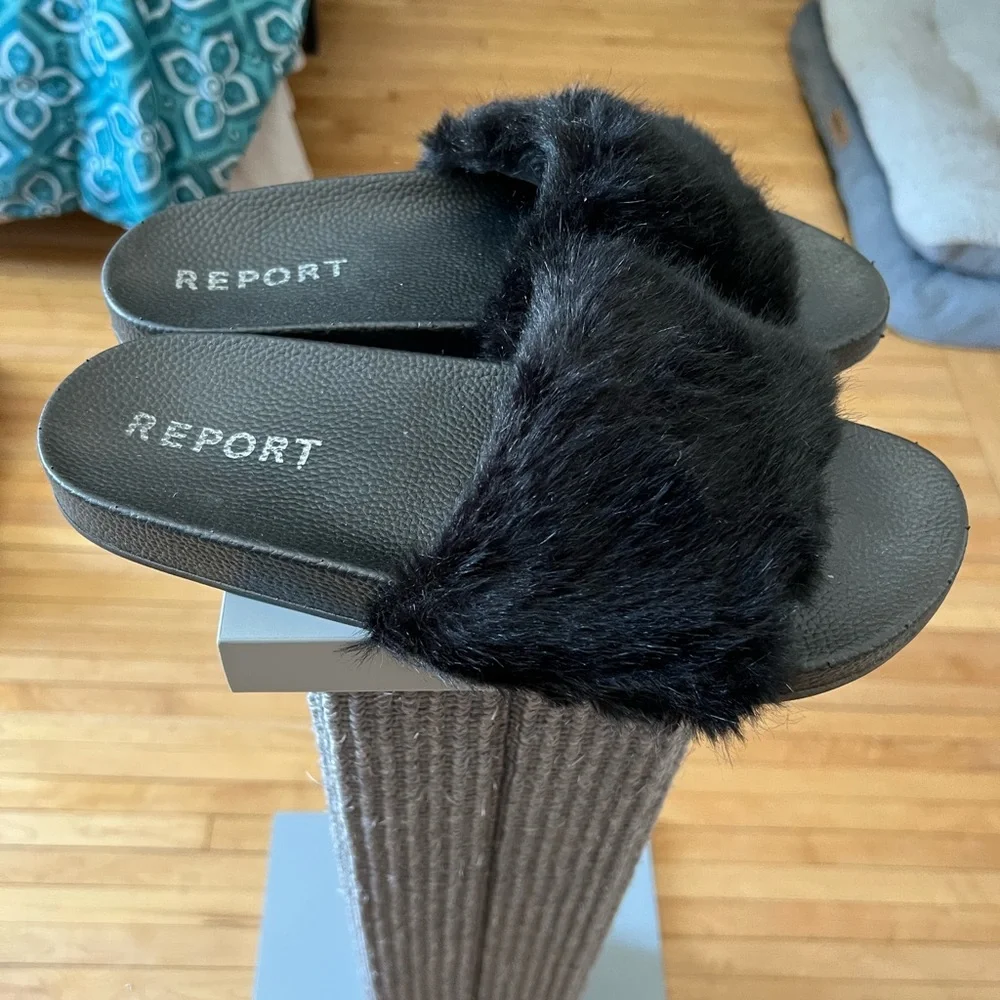 Report Faux Fur Slides - Picture 2 of 4